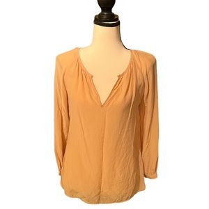 Ann Taylor Silk Blouse Peach Peachy Light Pastel Baby Pink Lightweight Xs flowy